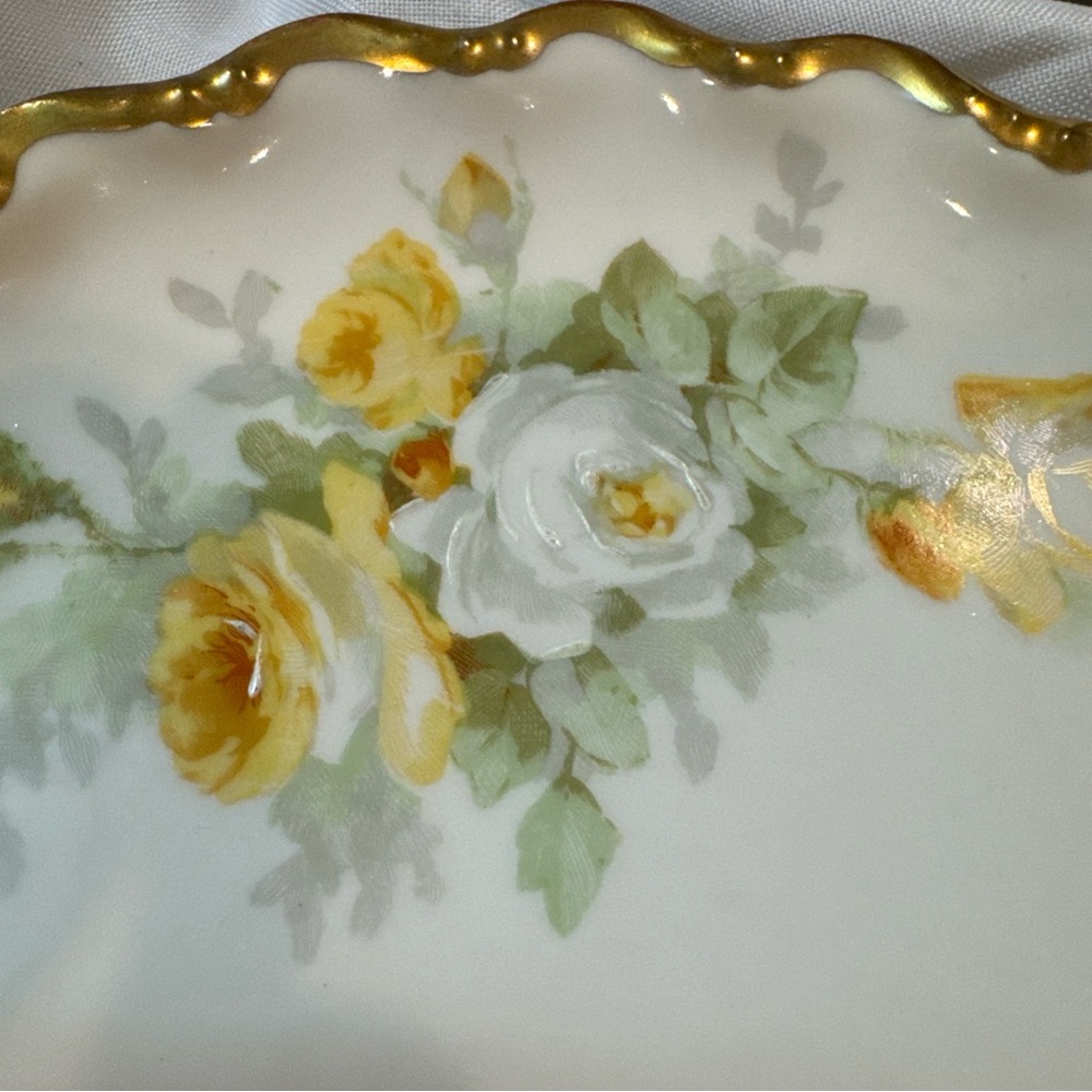 Antique Limoges Coronet Yellow Rose Plate Set 7.5”, Circa 1906-1920, HandPainted - Picture 5 of 8